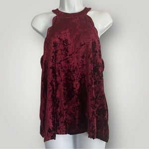Altar’d State Sleeveless Top with Lining Size Large Burgundy Crush Velvet